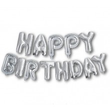 Кульки літери фольговані HAPPY BIRTHDAY  напис СРІБЛО 13шт  (4830)