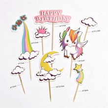 Набір картонних топперів для торту "ЄДИНОРІЖКА Happy Birthday"