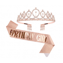 Набір для дня народження - металева діадема та стрічка BIRTHDAY GIRL