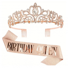 Набір для дня народження - металева діадема та стрічка BIRTHDAY QUEEN(5670)