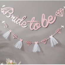 Гірлянда паперова з глітером "Bride to be" Наречена РОЖЕВА