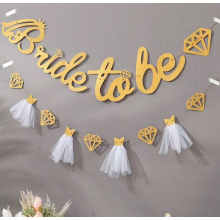 Гірлянда паперова з глітером "Bride to be" Наречена ЗОЛОТО