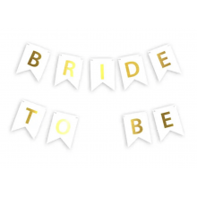 Гірлянда паперова прапорці "Bride to be" Наречена 3,5 м - Білий з золотом (4988)